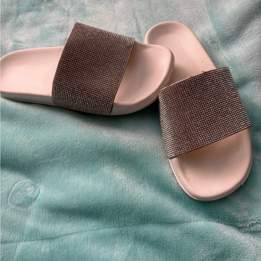 Elegant Silver Slide Sandals